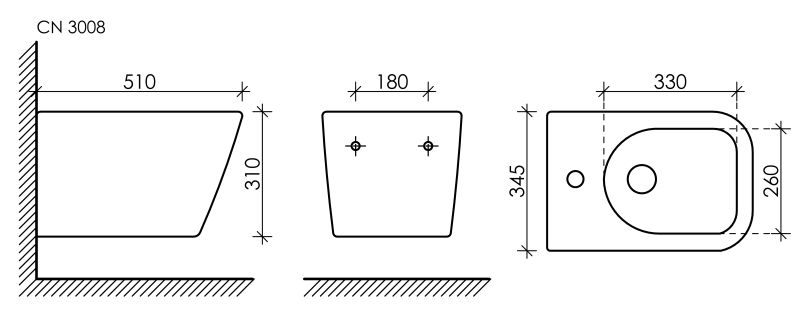 Биде подвесное Ceramica Nova Metric CN3008 белый