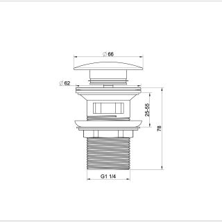 Донный клапан для раковины Wonzon & Woghand WW-88SS04-BGM тёмный графит