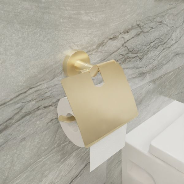 Бумагодержатель с крышкой золото-сатин Fixsen Comfort Gold (FX-87010)