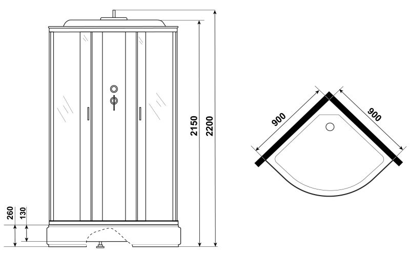 Душевая кабина Niagara NG-6501-14P 90x90см чёрный/тонированное
