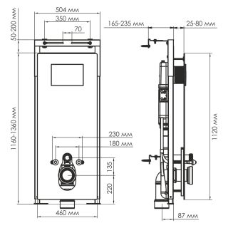 Система инсталляции для унитазов WasserKRAFT Salm 27TLT.010.ME.BL.MB01 с кнопкой смыва