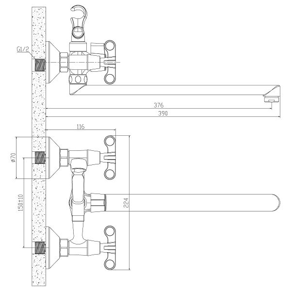 Смеситель для ванны Rossinka RS42-80 Смеситель для ванны Rossinka RS42-80