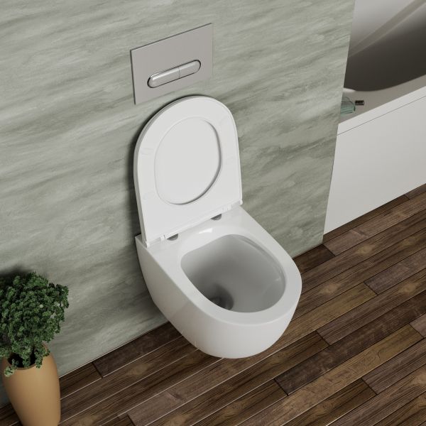 Унитаз подвесной D&K Matrix DT1396016 безободковый белый