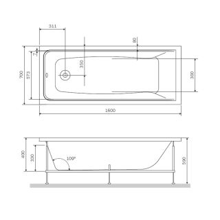 Каркас для ванны Am.pm GEM W90A-160-070W-R