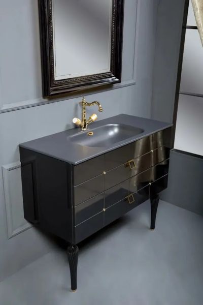 Тумба под раковину Armadi Art Vallessi Avangarde Piazza 100см чёрный/золото 841-100-BG
