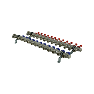 Коллекторная группа, ELSEN, 1, 12 контуров, размер отвода-3/4, PN, бар-4, T°C -от 0 до +70, EMi03.12, с вентилями и расходомерами, нержавеющая сталь