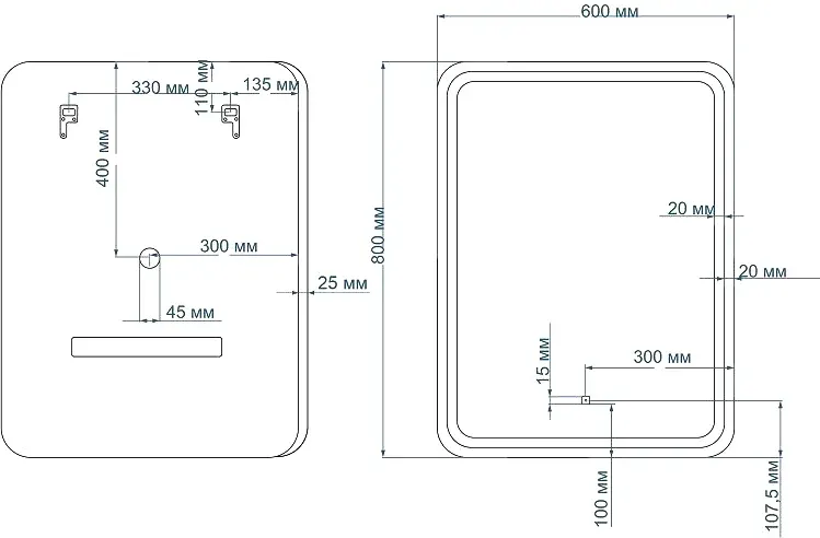 Зеркало с подсветкой ArtMax Genova AM-Gen-600-800-DS-F-White 60 см белый