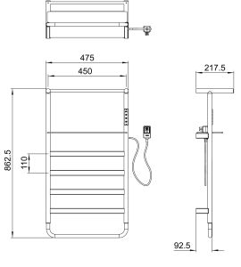 Полотенцесушитель электрический Wonzon & Woghand D?sseldorf WW-A208-MB 47x86 см чёрный матовый