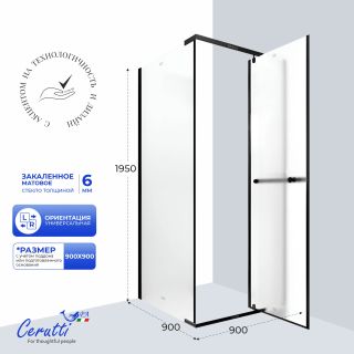 Душевой уголок Ceruttispa MIMI ZQ91BF 90x90 см профиль чёрный стекло матовый