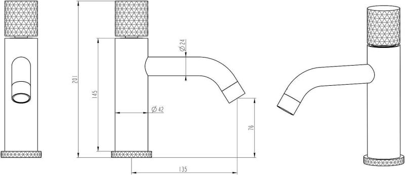 Смеситель для раковины Boheme Stick Spirale 121-BB.4 чёрный