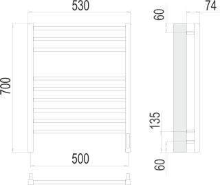 Полотенцесушитель электрический Terminus Сицилия П9 500х700