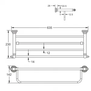 Полка для полотенец Rose RG1108 64см хром