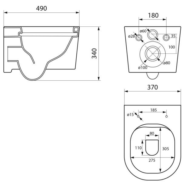 Подвесной унитаз Point Веста PN41701 безободковый белый Подвесной унитаз Point Веста PN41701 безободковый белый
