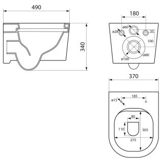 Подвесной унитаз Point Веста PN41701BM безободковый чёрный матовый Подвесной унитаз Point Веста PN41701BM безободковый чёрный матовый