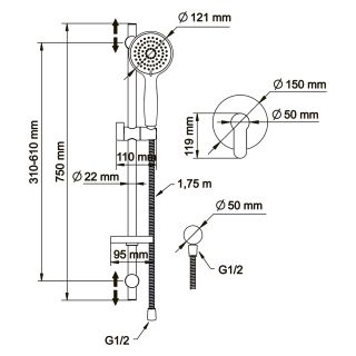 Душевой комплект Swedbe Platta 5528G1 хром/серый Душевой комплект Swedbe Platta 5528G1 хром/серый