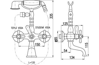 Смеситель для ванны Rav Slezak Morava Retro MK560.5/2SM бронза