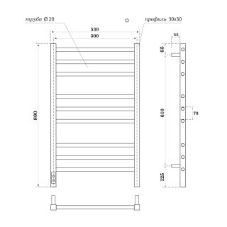 Полотенцесушитель электрический APEXTERMO Альтаир AL00085GM 80x50 см графит матовый