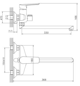 Смеситель для ванны Haiba HB22198 хром