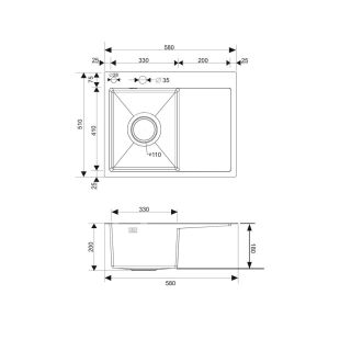 Мойка для кухни с правым крылом и дозатор РМС MRK-5851BL-L тёмный графит