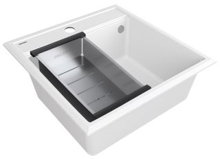 Комплект Paulmark: мойка Stepia 50 и коландер Advance PM115051-WH+A375-BS белый/брашированная нержавеющая сталь Комплект Paulmark: мойка Stepia 50 и коландер Advance PM115051-WH+A375-BS белый/брашированная нержавеющая сталь
