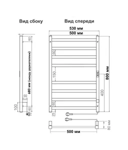 Полотенцесушитель электрический Indigo Oktava Slim 3 LСLOKS3E80-50GNSRt 80x50 см оружейная сталь