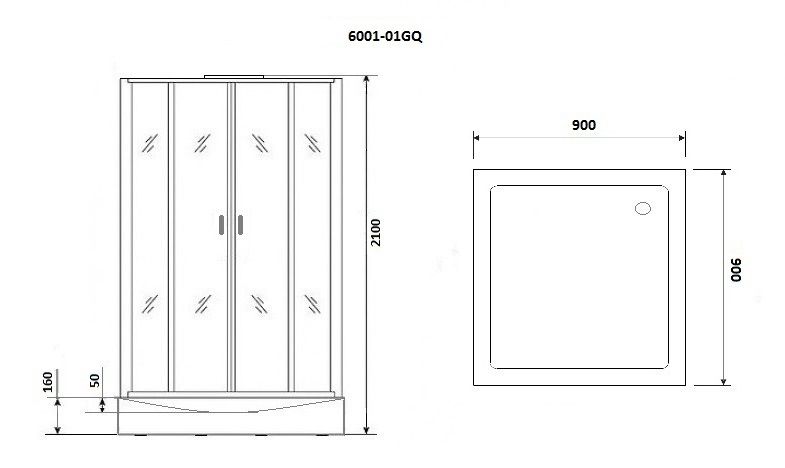 Душевая кабина Niagara Premium NG-6001-01GQ 90х90 см