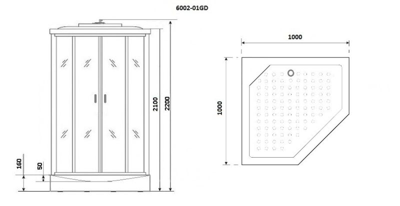 Душевая кабина Niagara Premium NG-6002-01GD 100х100 см