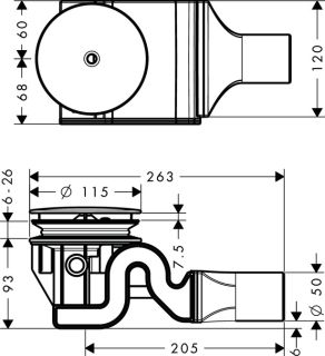 Сифон Hansgrohe Raindrain 90 XXL 60067000 для поддона Сифон Hansgrohe Raindrain 90 XXL 60067000 для поддона