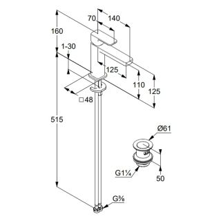 Смеситель для раковины Kludi Renon 42288N175 брашированная бронза