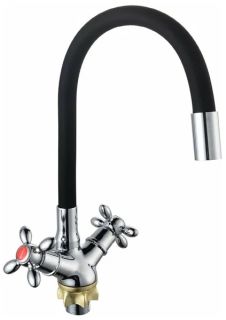 Смеситель для кухни BOOU BA5318-1F-E352A-B702 хром/чёрный Смеситель для кухни BOOU BA5318-1F-E352A-B702 хром/чёрный