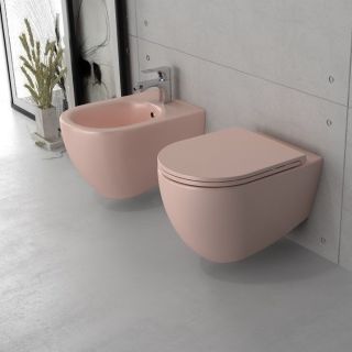 Подвесной унитаз Isvea Infinity 10NF02001SV-2S безободковый крышка микролифт лососевый Подвесной унитаз Isvea Infinity 10NF02001SV-2S безободковый крышка микролифт лососевый