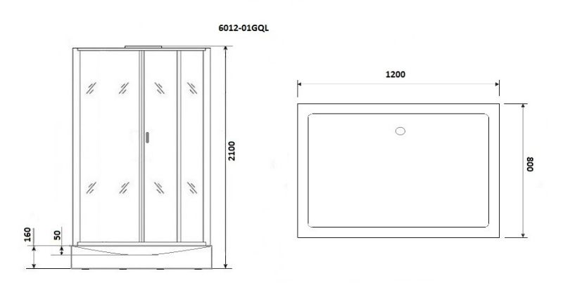 Душевая кабина Niagara Premium NG-6012-01GQL 120х80 см