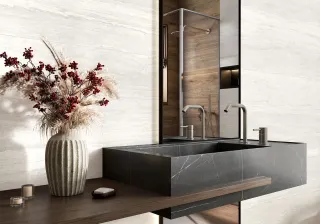 Керамогранит LCM 60120TVW00M Травертин Ворлд белый / Travertine World White матовый карвинг 600х1200