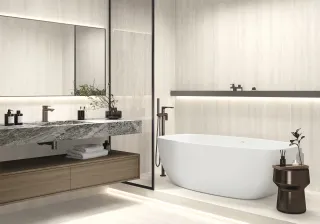 Керамогранит LCM 60120TVW00M Травертин Ворлд белый / Travertine World White матовый карвинг 600х1200