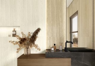 Керамогранит LCM 60120TVW01M Травертин Ворлд айвори / Travertine World Ivory матовый карвинг 600х1200