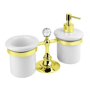 Стакан и диспенсер настольные, золото Cezares OLIMP-TDT-03/24-Sw