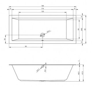 Акриловая ванна Riho Lugo B135001005 190х80см белый Акриловая ванна Riho Lugo B135001005 190х80см белый
