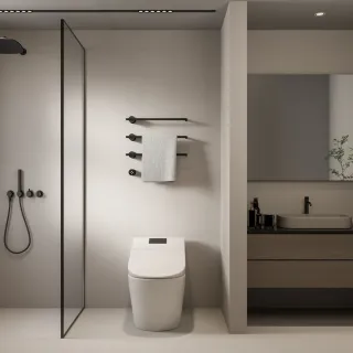 Полотенцесушитель электрический AQUAme AQM3143MB 50x52 см c терморегулятором чёрный матовый