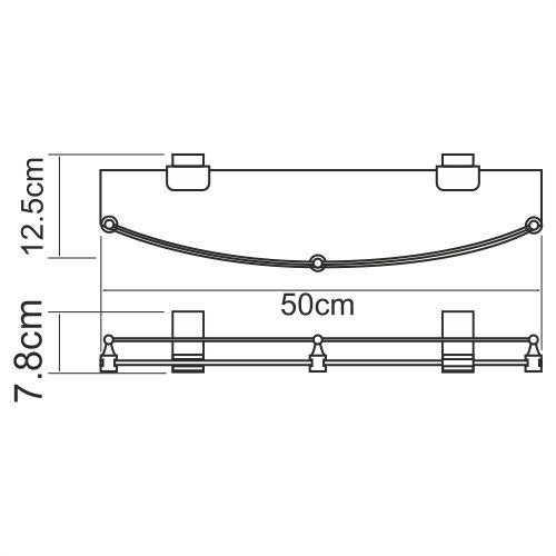 Lopau K-6044 Полка стеклянная с бортиком
