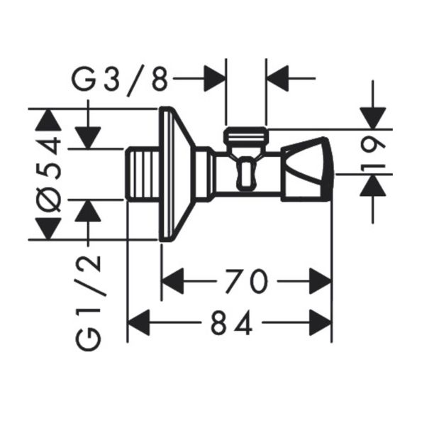 Угловой вентиль для подключения смесителя Hansgrohe  51312000 хром