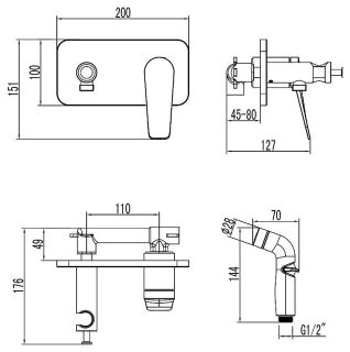 Гигиенический душ со смесителем Lemark Bronx LM3720GM графит Гигиенический душ со смесителем Lemark Bronx LM3720GM графит