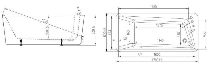 Акриловая ванна Orans NL 609BR  170х80