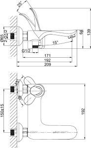 Смеситель для ванны D&K Venice Baciano чёрный/золото DA1033259