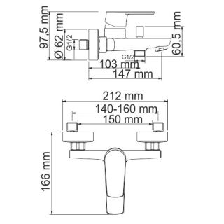 WasserKRAFT Dill 6101 Смеситель для ванны с коротким изливом WasserKRAFT Dill 6101 Смеситель для ванны с коротким изливом