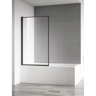 Шторка на ванну AQUAme AQM2859-9-L левая 90 см профиль чёрный матовый стекло прозрачное