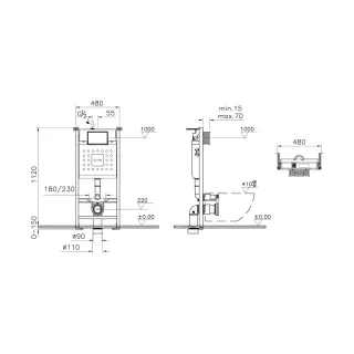 Инсталляция для подвесного унитаза VitrA V-Fix Core (Ви-Фикс Кор) 732-5800-01 без кнопки смыва