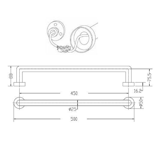 Полотенцесушитель электрический Margaroli Arcobaleno 521 L = 48 см ORO 48 см золото