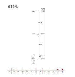 Полотенцесушитель электрический Margaroli 616/X/L Switch Black Brushed Nickel BB черный шлифованный никель