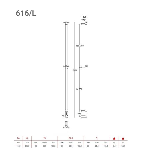 Полотенцесушитель электрический Margaroli Arcobaleno 616/X/L Switch Brushed Nickel BN 168x12 см брашированный никель