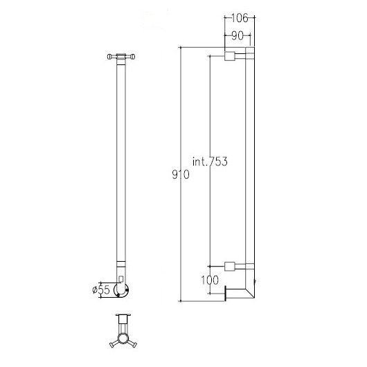 Полотенцесушитель электрический Margaroli Arcobaleno 616/X/S Switch Black matt+Hanger DB 91x12 см чёрный матовый